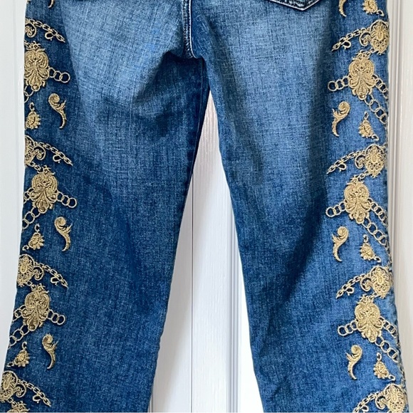 TRUE RELIGION size 30 high waist slim straight leg ornate jeans denim streetwear - Picture 7 of 16